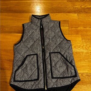 I.Crew down Herringbone Patterned Vest with Black Trim